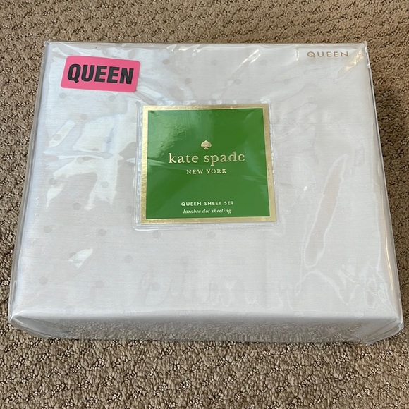kate spade Bedding Nwt Kate Spade Larrabee Dot Grey Sheet Set Queen